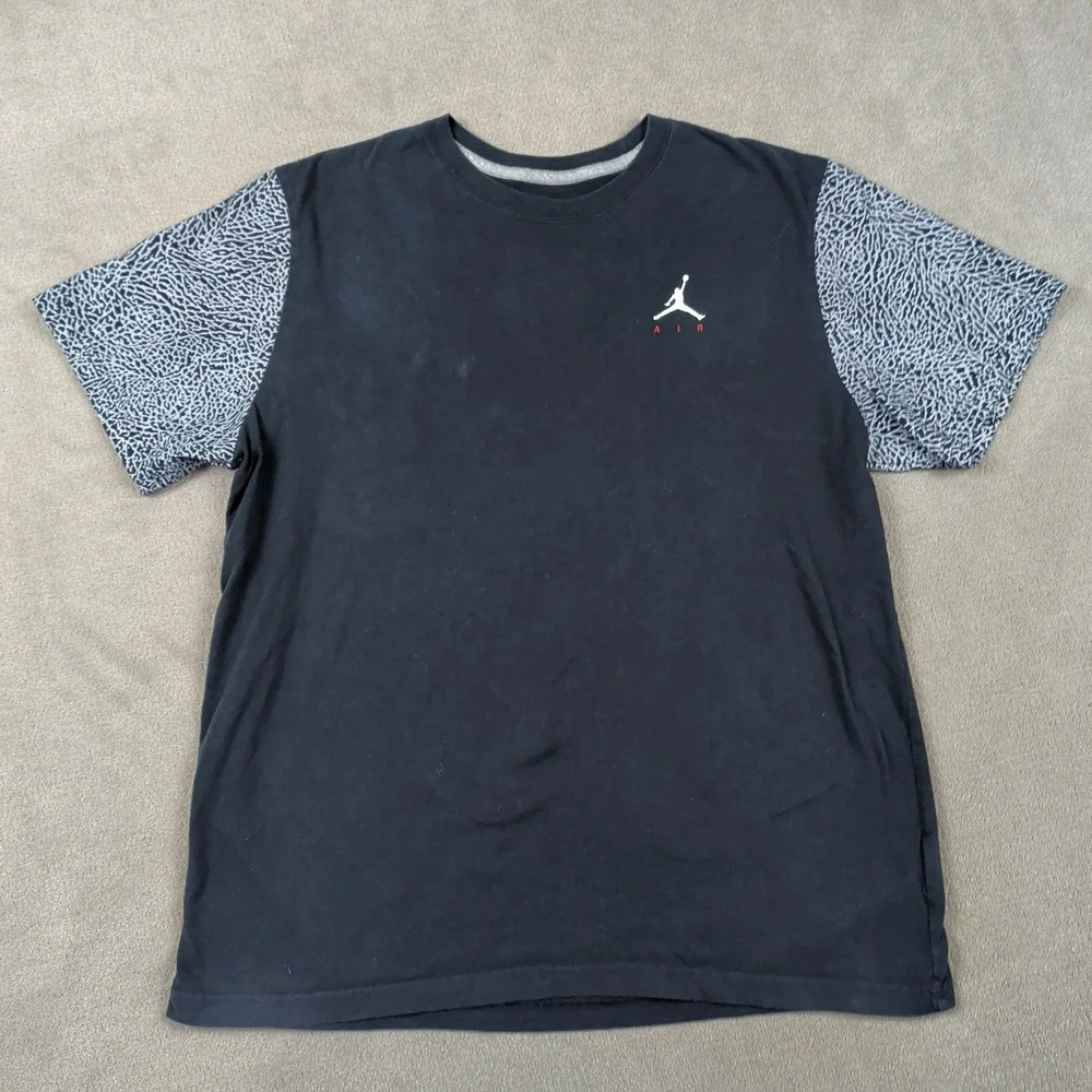 Jordan XXL Mens T-Shirt Black Grey Elephant Print Jumpman Air Short Sleeve Tee